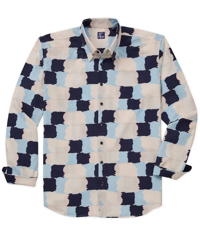 Westport No-Tuck Long Sleeve Button Under Spread Collar Stretch Performance 'Paint Swatch' Print Sport Shirt