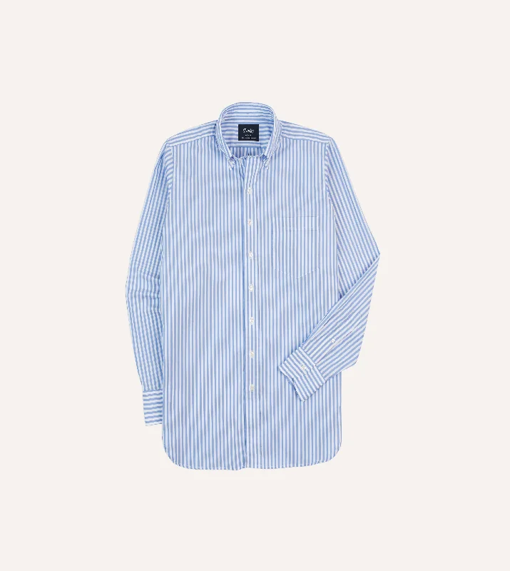 Blue Bengal Stripe Cotton Poplin Button-Down Shirt