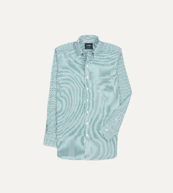 Dark Green Bengal Stripe Cotton Poplin Button-Down Shirt