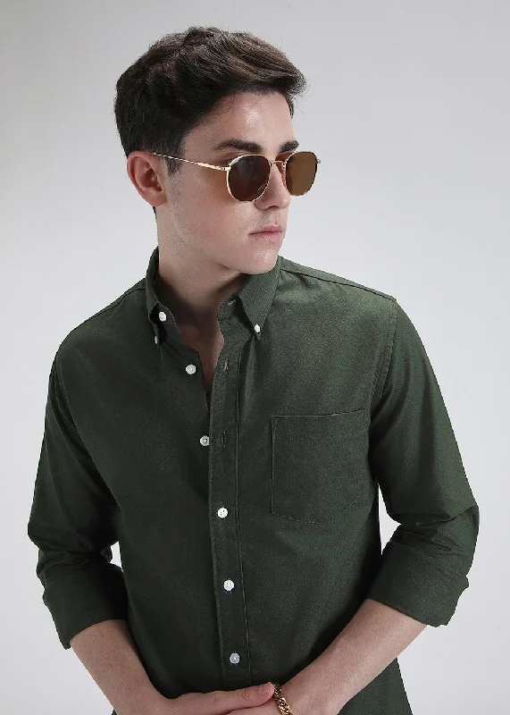 Dark Green Cotton Oxford Shirt