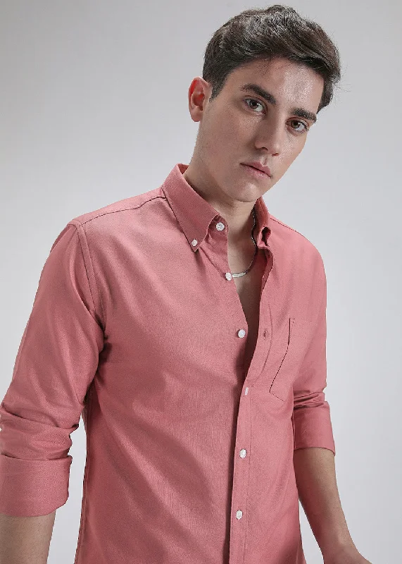 Dark Peach Cotton Oxford Shirt