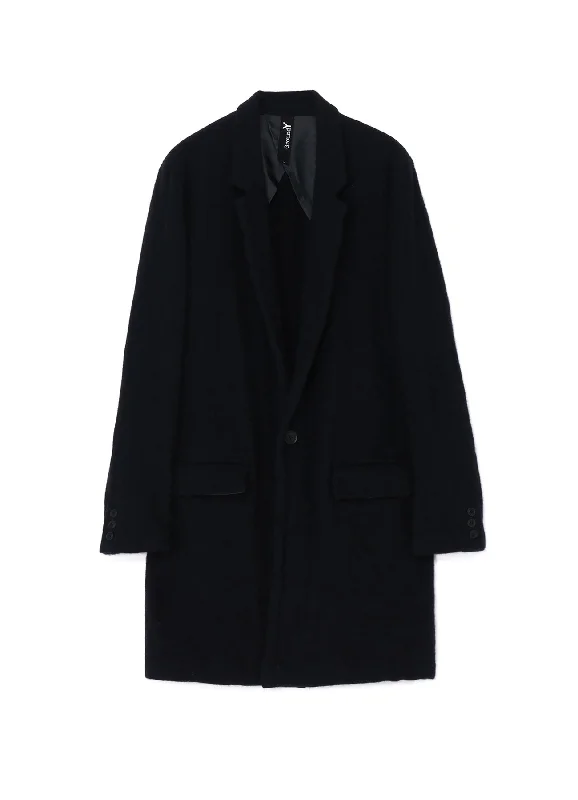 FULLING WOOL SERGE 1 BUTTON LONG JACKET