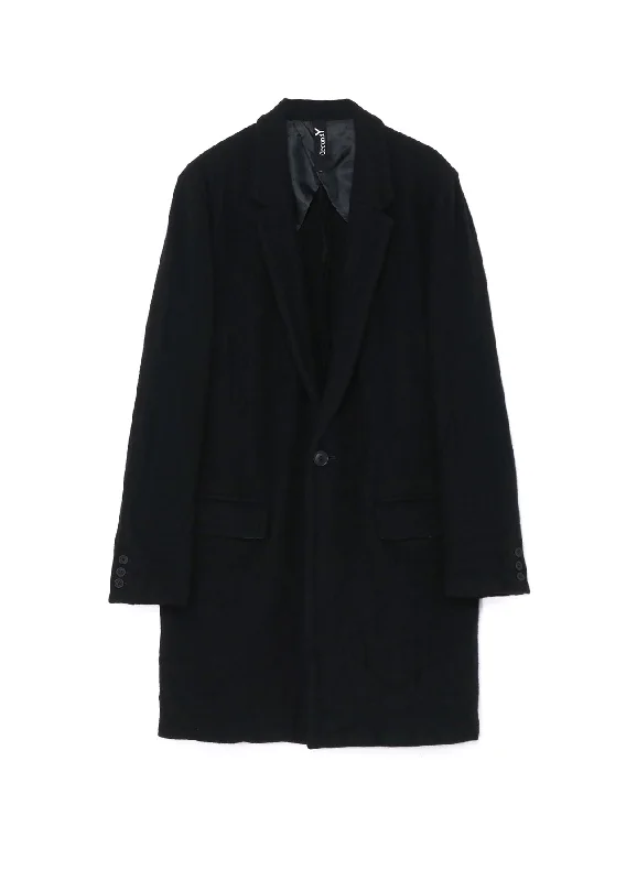 FULLING WOOL SERGE 1 BUTTON LONG JACKET