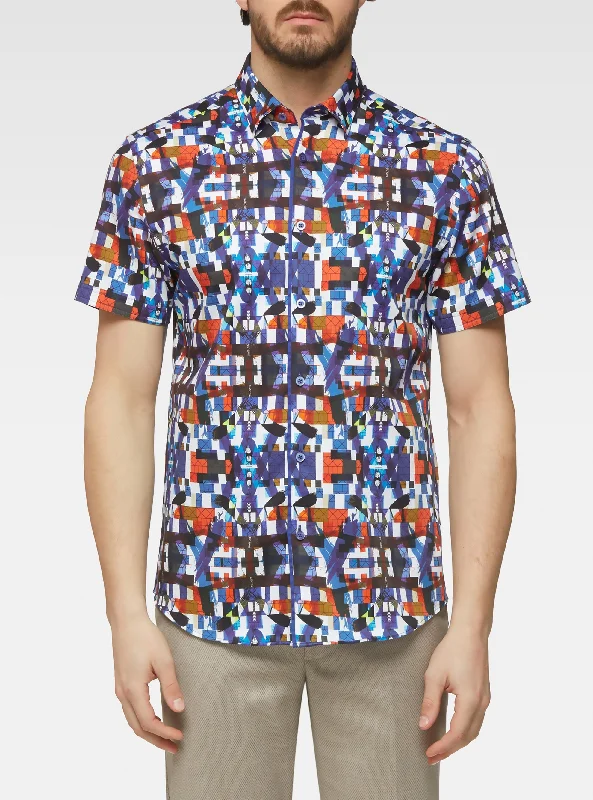 Glitch print short sleeve shirt