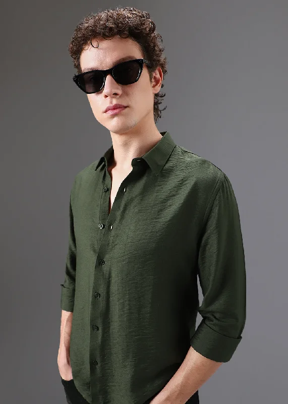 Green Crushed Satin Shirt