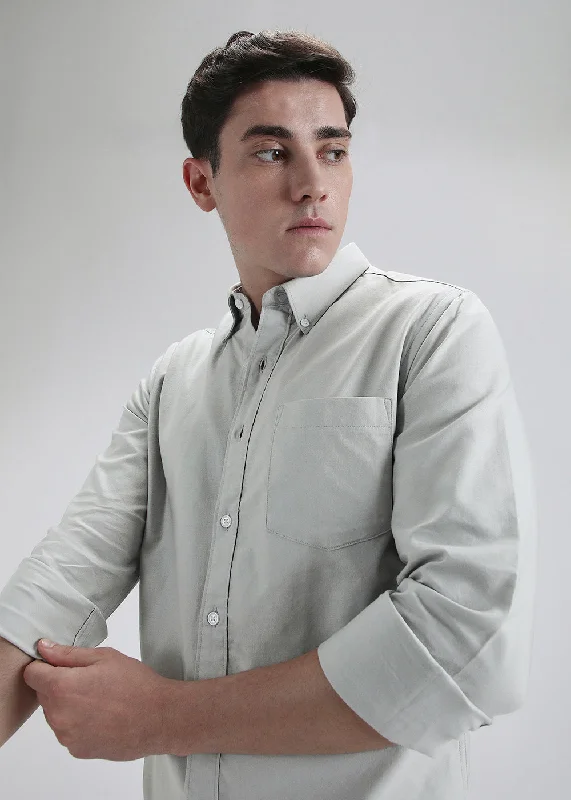 Grey Cotton Oxford Shirt