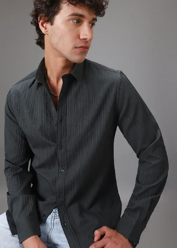 Grey Self Striped Shirt