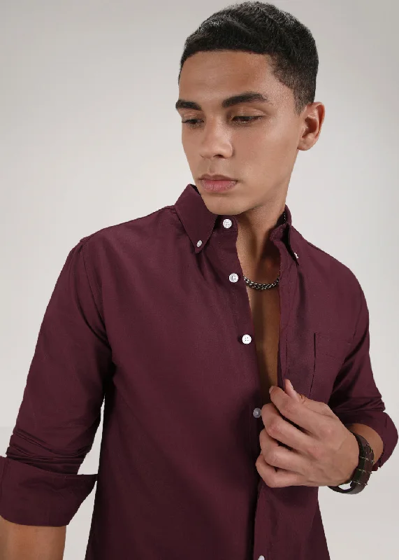 Maroon Cotton Oxford Shirt