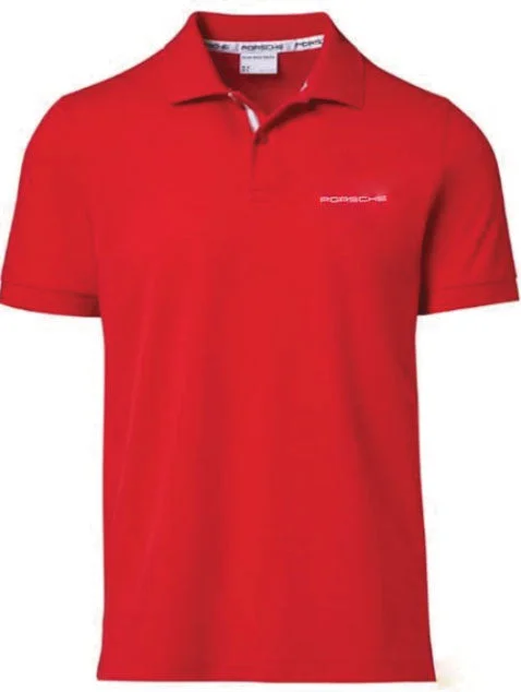 Men's Polo Shirt with PORSCHE lettering , Red - USA only release