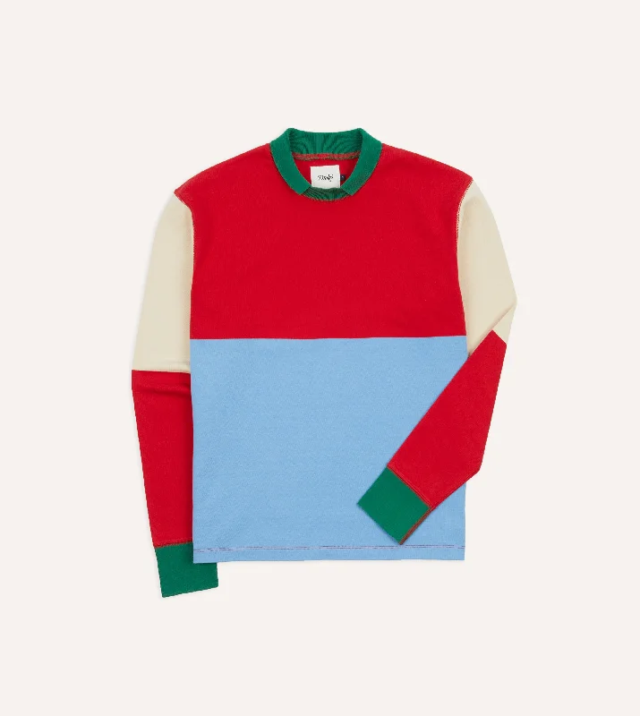 Multi Block Stripe Mock Collar Long-Sleeve Jersey