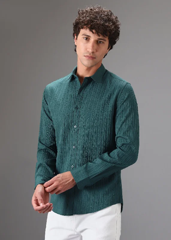 Ocean Green Self Striped Shirt