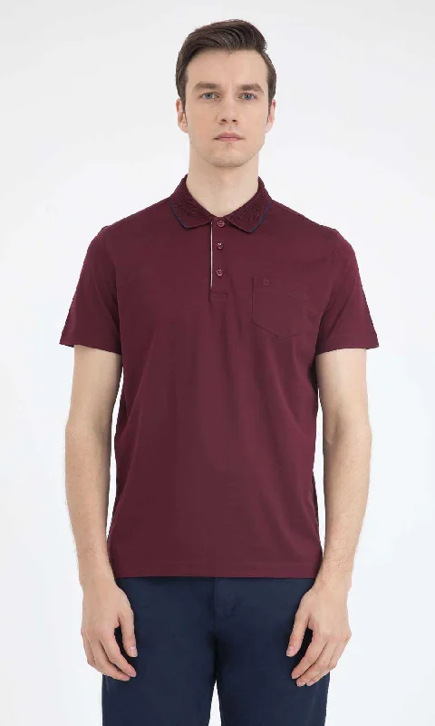 Regular Fit Basic Cotton Polo T-shirt, Burgundy