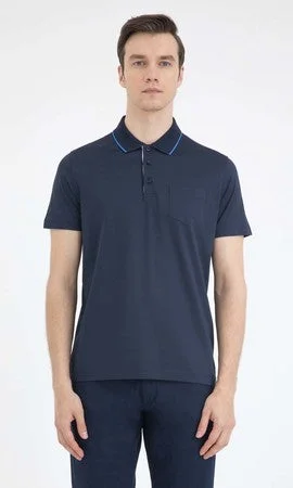 Regular Fit Basic Cotton Polo T-shirt, Navy