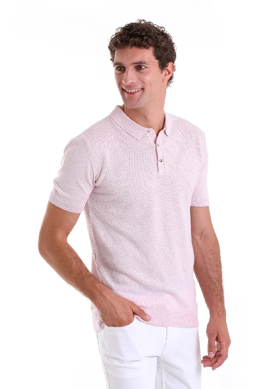 Regular Fit Cotton Blend Pink Polo T-Shirt