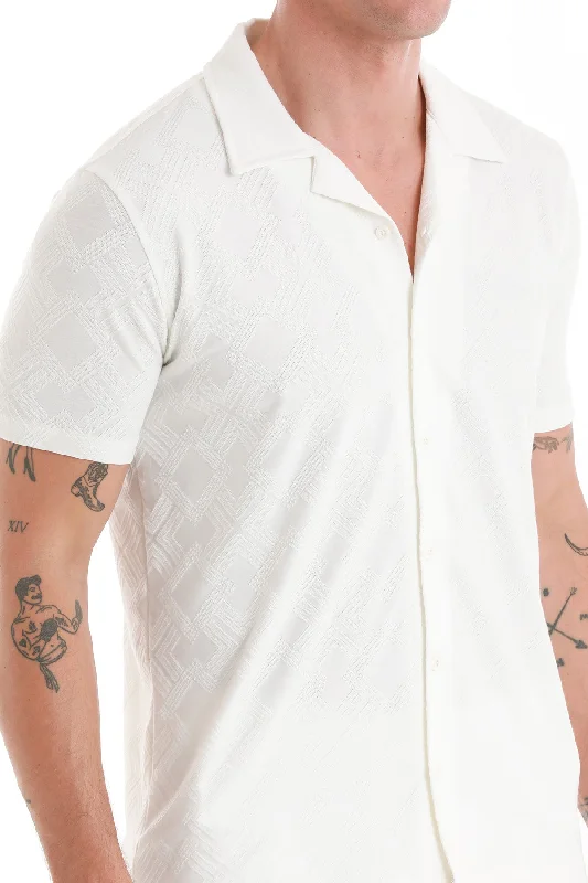 Regular Fit White Cotton Blend Polo T-Shirt