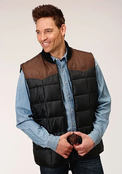 Roper Western Vest Mens Quilted Winter Black 03-097-0763-0531 BL