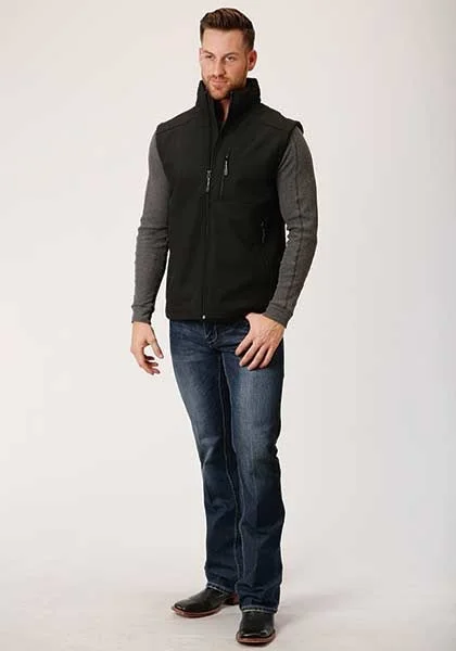 Roper Western Vest Mens Soft Shell Zip Black 03-097-0782-6002 BL