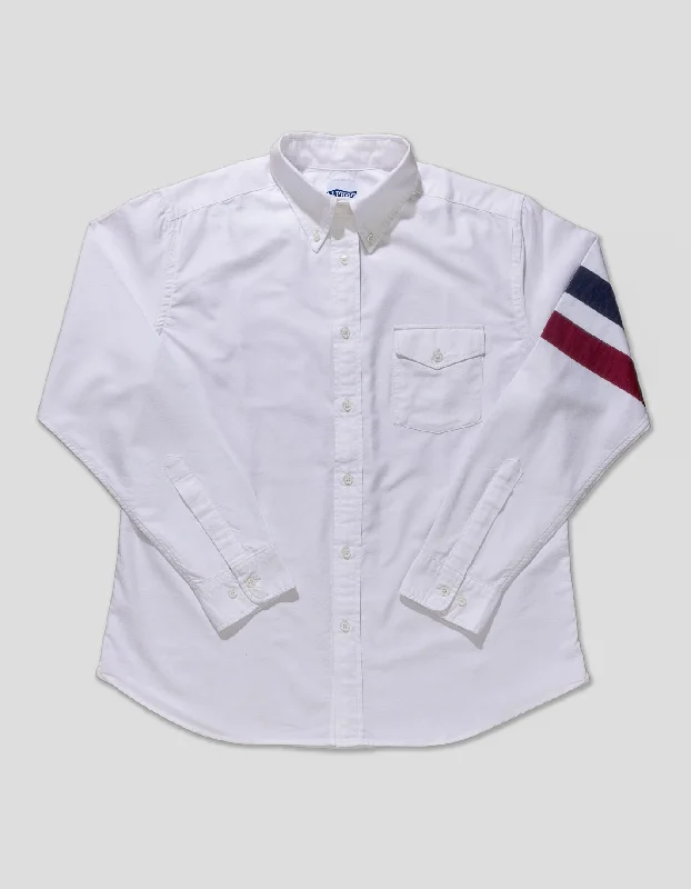 SLEEVE STRIPE TRIM FIT OXFORD SHIRT - WHITE