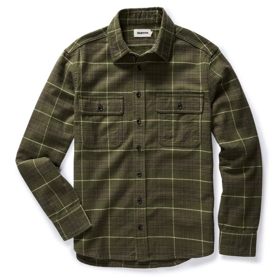 Taylor Stitch Ledge Shirt in Olive Plaid