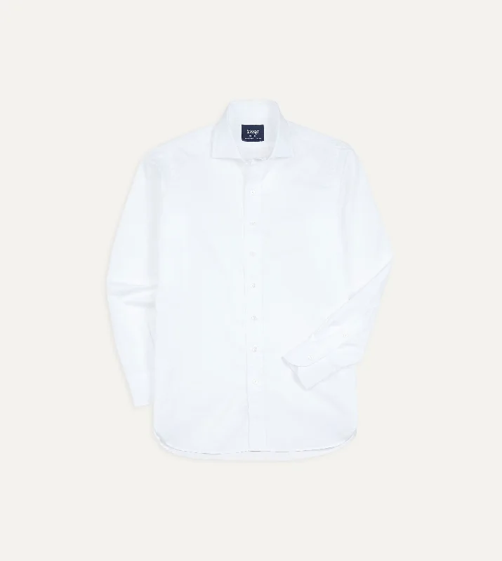 White Cotton Spread Collar Poplin Shirt