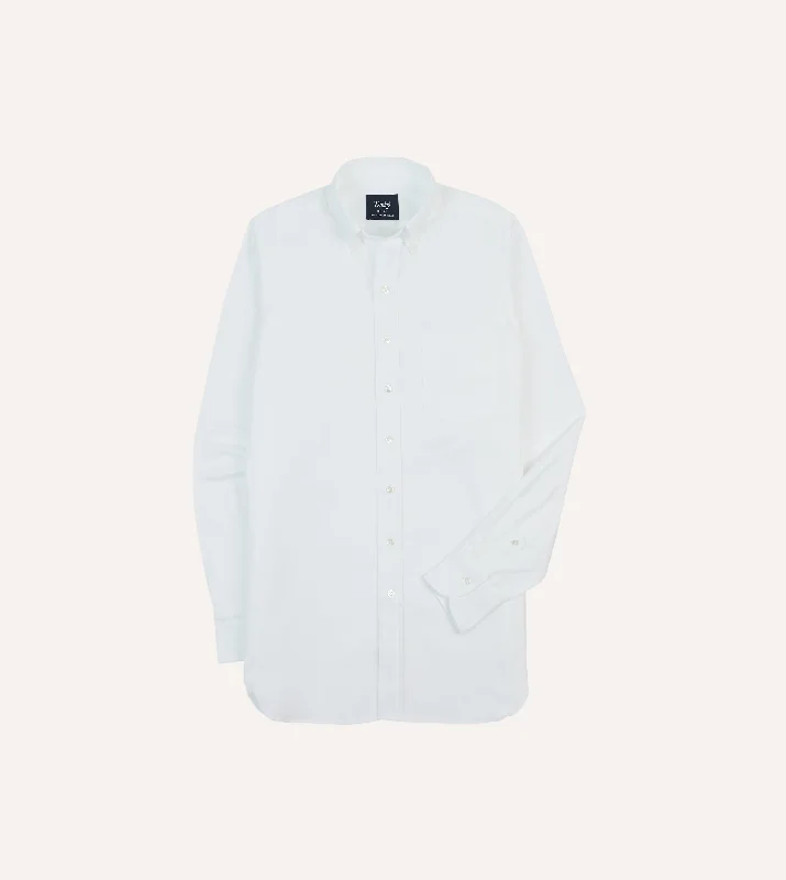 White Pinpoint Oxford Cotton Cloth Button-Down Shirt