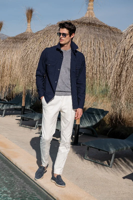 Blue Safari Jacket in Loro Piana seersucker – Made in Italy