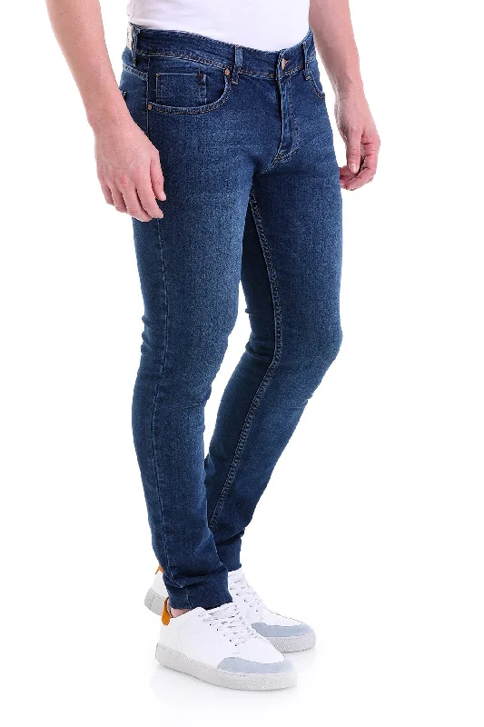 Slim Fit 5 Pocket Low Waist Navy Cotton Denim Jeans