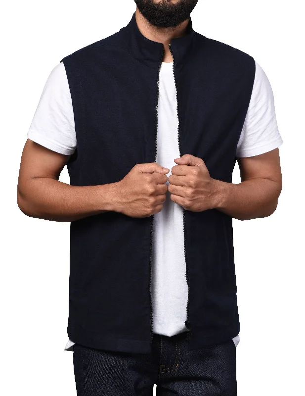 Vest in Navy Light Moleskin